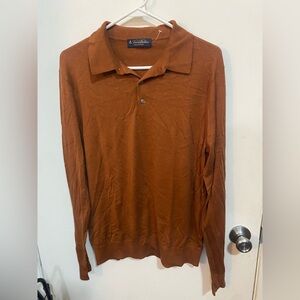 Brooks Brothers 55% Silk 45% Cotton Rust Sweater Polo
